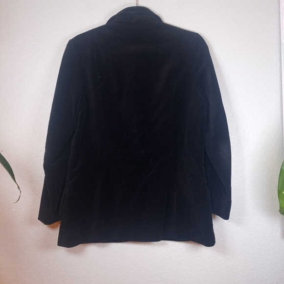 Roth Le Cover Vintage Whimsigoth Black Velvet Blazer Front Slanted Pockets L - Picture 5 of 10